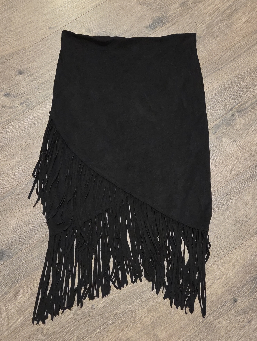 Bisou Bisou Michele Bohbot Fringe Faux Suede Midi Skirt